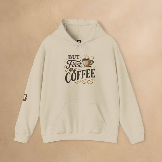 But First Coffee Typography Apparel | Caffeine Lover Morning Ritual Graphic - Ghazawy